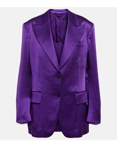 Tom Ford Double-breasted Satin Blazer - Purple