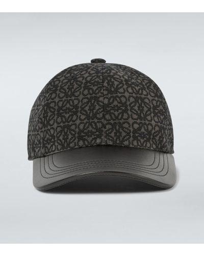 Loewe Anagram Leather-trimmed Baseball Cap - Black