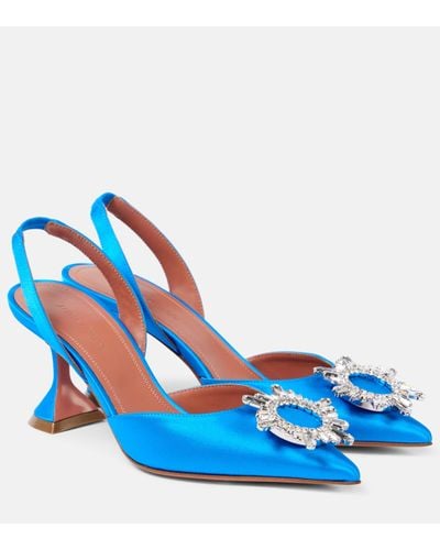 AMINA MUADDI Begum 70 Satin Slingback Court Shoes - Blue