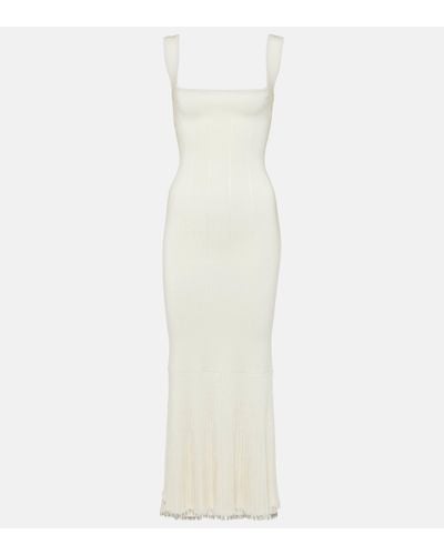 Galvan London Atalanta Beaded Midi Dress - White