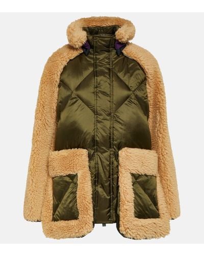 Sacai Shearling-trimmed Quilted Jacket - Green