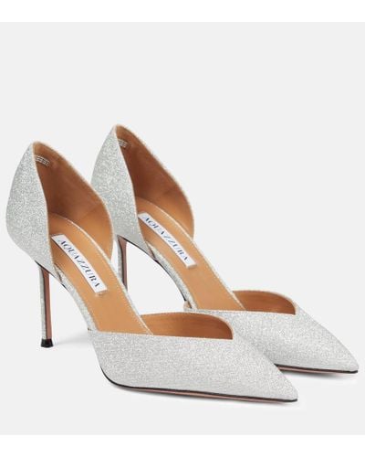 Aquazzura Salones Uptown 85 con glitter - Blanco