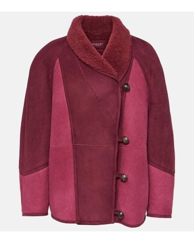 Isabel Marant Giacca Abeni in suede con shearling - Rosso