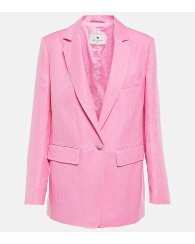 Etro Blazer aus Seide und Leinen - Pink