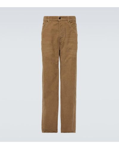 Saint Laurent Cotton Corduroy Straight Pants - Natural