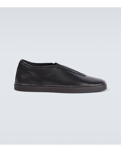 Lemaire Leather Slip-on Trainers - Black