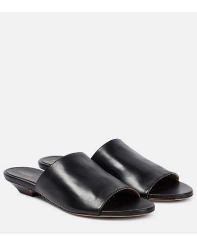 Khaite Marion Leather Slides - Black