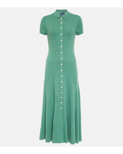 Polo Ralph Lauren Ribbed-knit Wool Maxi Dress - Green