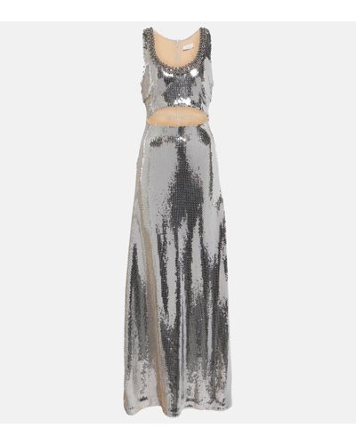 Rabanne Sequined Cutout Maxi Dress - Grey