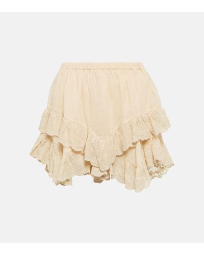 Isabel Marant Locadi Embroidered Cotton Voile Miniskirt - Natural
