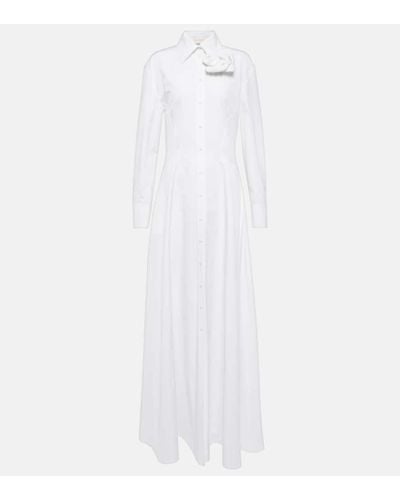 Valentino Applique Cotton Poplin Gown - White