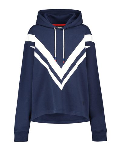 Tory Sport Printed Cotton-jersey Hoodie - Blue