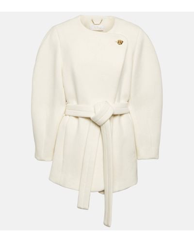 Chloé Belted Wool-blend Coat - White