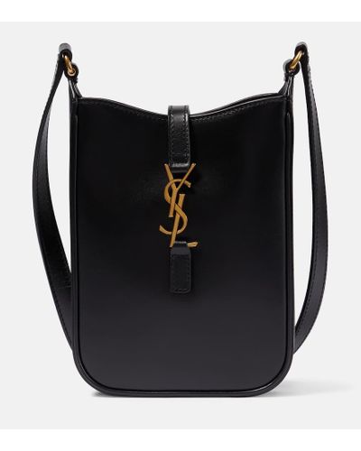 Saint Laurent Le 5 À 7 Mini Schultertasche Aus Leder - Schwarz