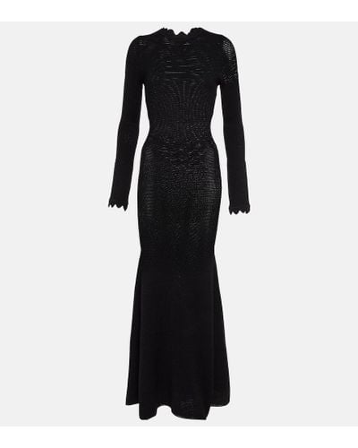 Victoria Beckham Vestido largo de punto translucido - Negro