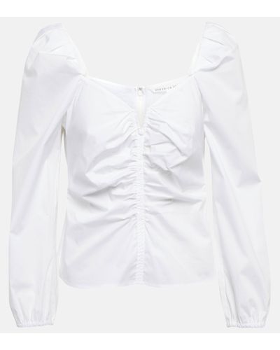 Veronica Beard Puff-sleeve Cotton Top - White