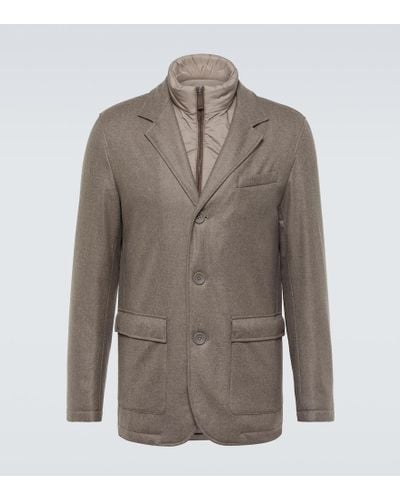 Herno Convertible Wool And Cashmere Blazer - Brown