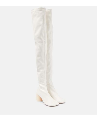 MM6 by Maison Martin Margiela Anatomic 70 Leather Over-the-knee Boots - White
