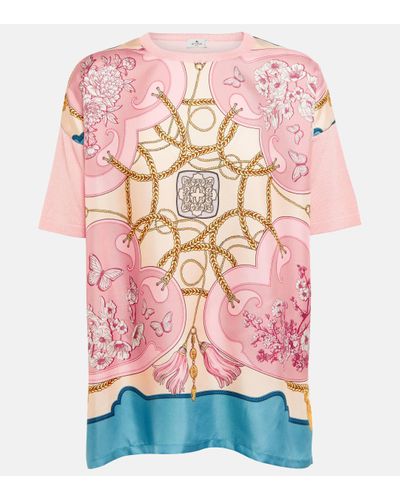 Etro T-shirt en coton melange et soie - Rose