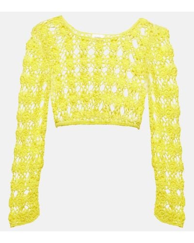 Anna Kosturova Bella Crochet Cotton Crop Top - Yellow