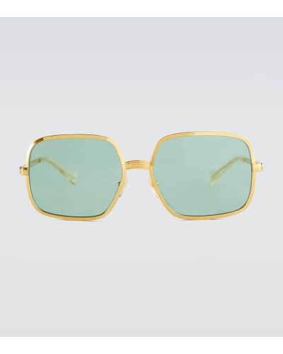 Gucci Eckige Sonnenbrille aus Metall - Grün