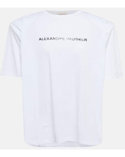 Alexandre Vauthier Camiseta en jersey de algodon con logo - Blanco