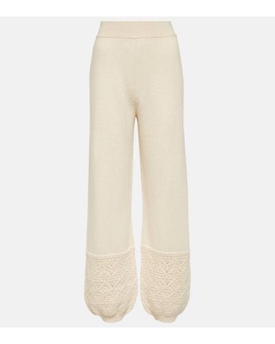 Loro Piana Crochet-detail Cashmere Trousers - Natural