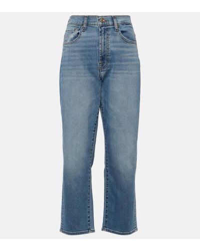 7 For All Mankind High-Rise Straight Jeans Modern - Blau