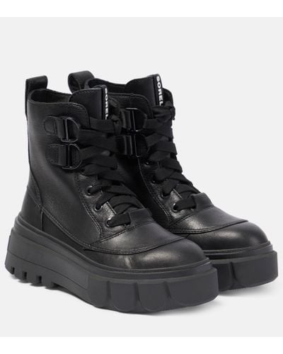Sorel Caribou X Leather Lace-up Boots - Black