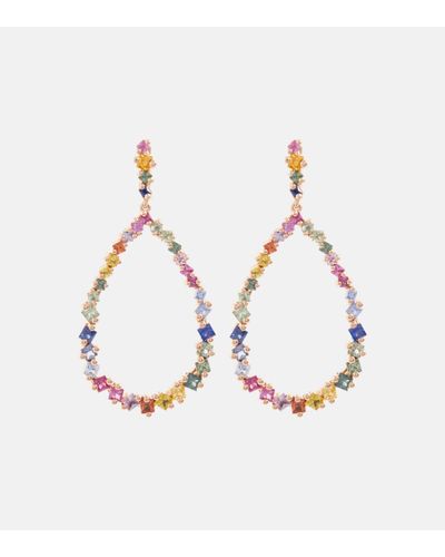 Suzanne Kalan 18kt Rose Gold Drop Earrings With Sapphires - Metallic