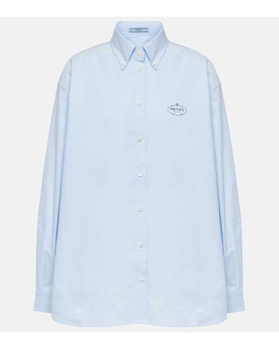 Prada Camicia in cotone con ricamo - Blu