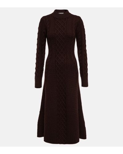 Emilia Wickstead Soraya Wool Cable-knit Midi Dress - Brown