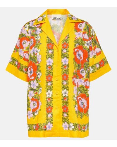 ALÉMAIS Floral Linen Shirt - Yellow