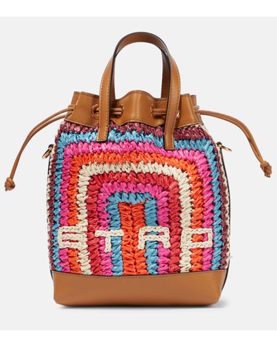 Etro Sac seau a cuir et a logo - Rouge