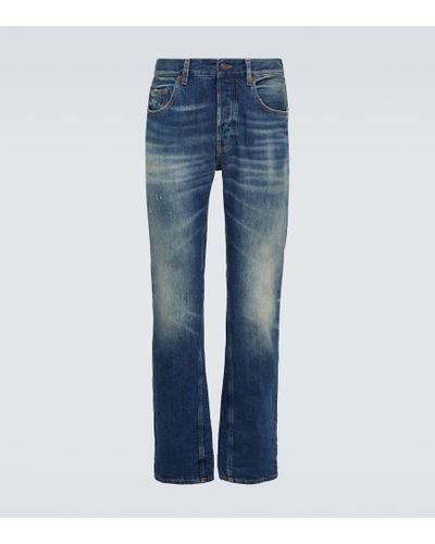 Saint Laurent Jeans rectos con efecto destenido - Azul