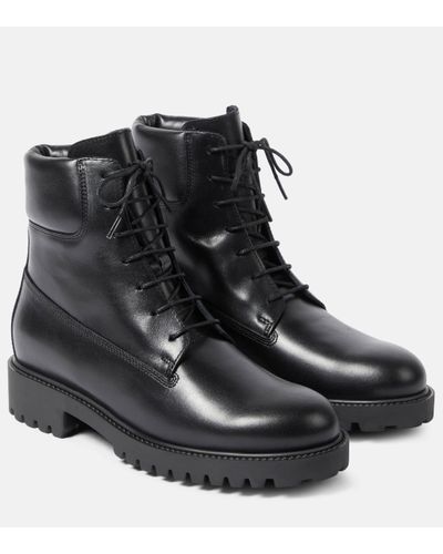 Totême The Husky Leather Combat Boots - Black