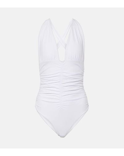 JADE Swim Capri Gathered Swimsuit - White