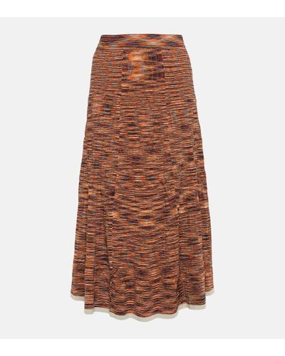 Jonathan Simkhai Space-dyed Pleated Knit Midi Skirt - Brown
