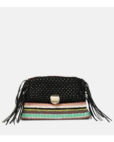Chloé Penelope Small Leather-trimmed Clutch - Black