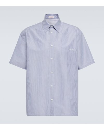 Valentino Striped Cotton-blend Shirt - Blue