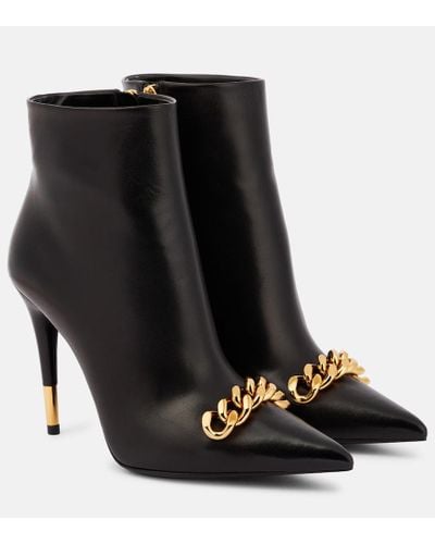 Tom Ford Chain Leather Ankle Boots - Black