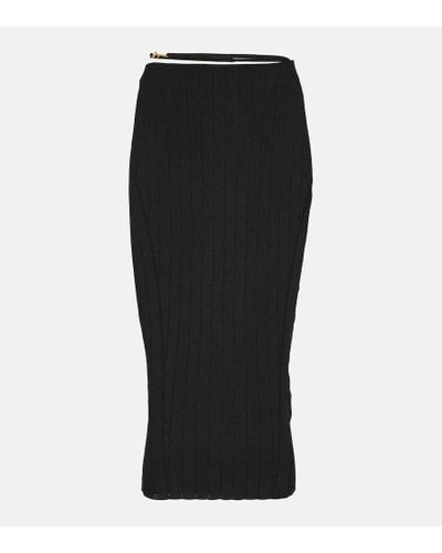 Jacquemus La Jupe Pralu Ribbed-knit Midi Skirt - Black