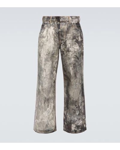 Acne Studios Jeans a gamba larga con stampa - Grigio