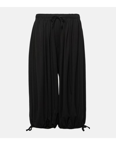 Totême Gathered Cropped Jersey Tapered Trousers - Black