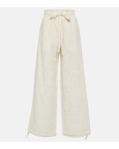 Acne Studios Pantalones anchos de algodon y lino - Blanco
