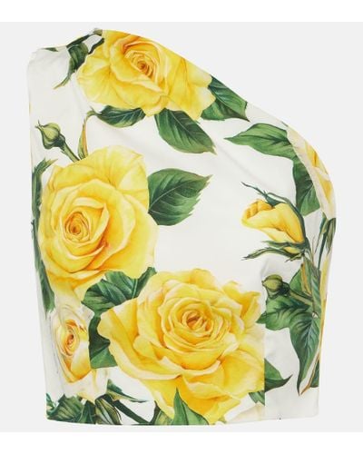 Dolce & Gabbana Top floral con un solo hombro - Amarillo