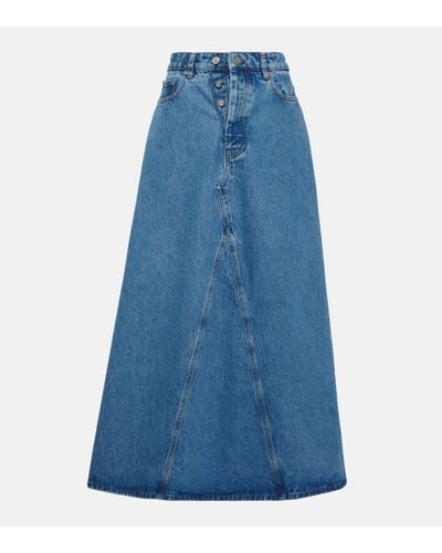Ganni High-waisted Denim Maxi Skirt - Blue