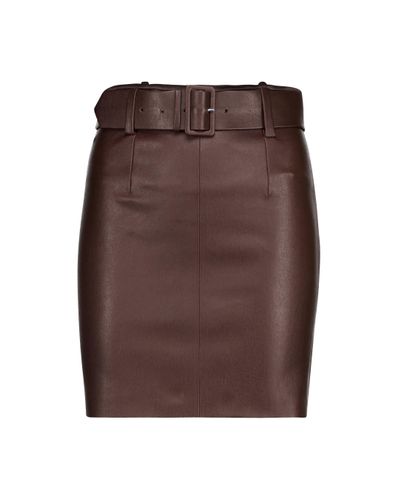 Stouls Megan Belted Leather Miniskirt - Brown