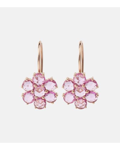 Ileana Makri Daisy Bloom 18kt Rose Gold Earrings With Sapphires - Pink