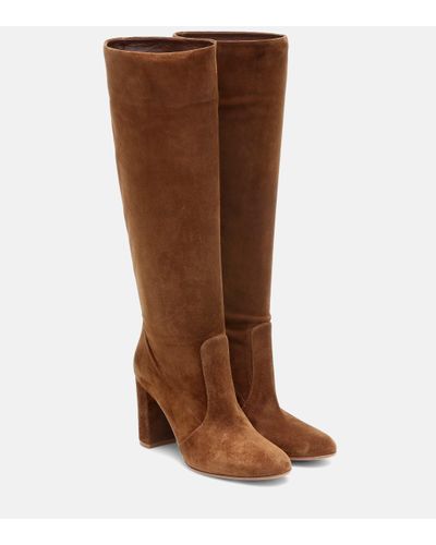 Gianvito Rossi Bottes Slouch 85 en daim - Marron